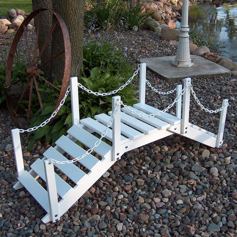 Bridge Diy, Garden Bridge Design, Pond Bridge, Pond Landscaping, Sloped Garden, Wooden Bridge, Outdoor Backyard, Garden In The Woods, Diy Garden Projects