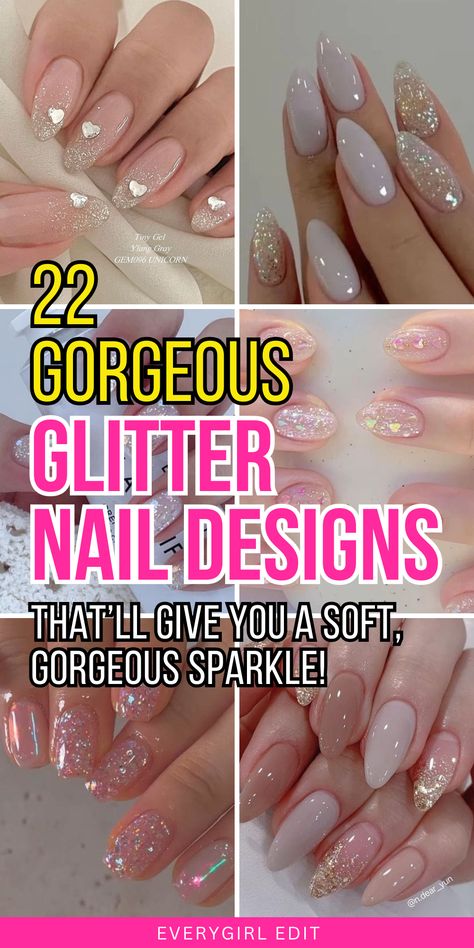 glitter nails, glitter nail designs, glitter nails 2024, glitter nail designs 2024, glitter nail ideas, glitter nail inspo, glitter nail art. Sparkle French Dip Nails, French Nail Designs Sparkle, Glitter Acyrilics Nails, Glittery New Year Nails, Glitter At Bottom Of Nails, Round Glitter French Tip Nails, Nail Designs With Glitter Sparkle, Nail Design With Glitter Accent, Sparkle Accent Nail Ideas