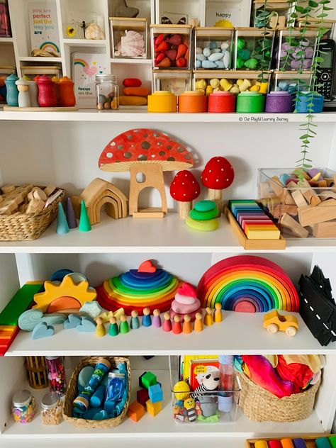 Playsilk Storage, Kallax Ikea Playroom, Open Ended Play Ideas, Neutral Gifts, Baby Shelves, Inspirational Crafts, Toy Rotation, Ikea Playroom, Grimm's Toys