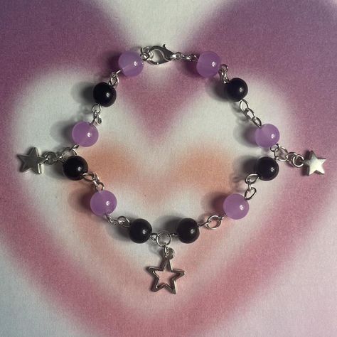 ✰ Emo Whismygoth Black and Purple Beaded Star... - Depop Purple And Black Bracelet, Aesthetic Purple And Black, Emo Bracelets, Beaded Star, Aesthetic Purple, Bracelets Patterns, Purple Beaded, Jewellery Ideas, Black And Purple