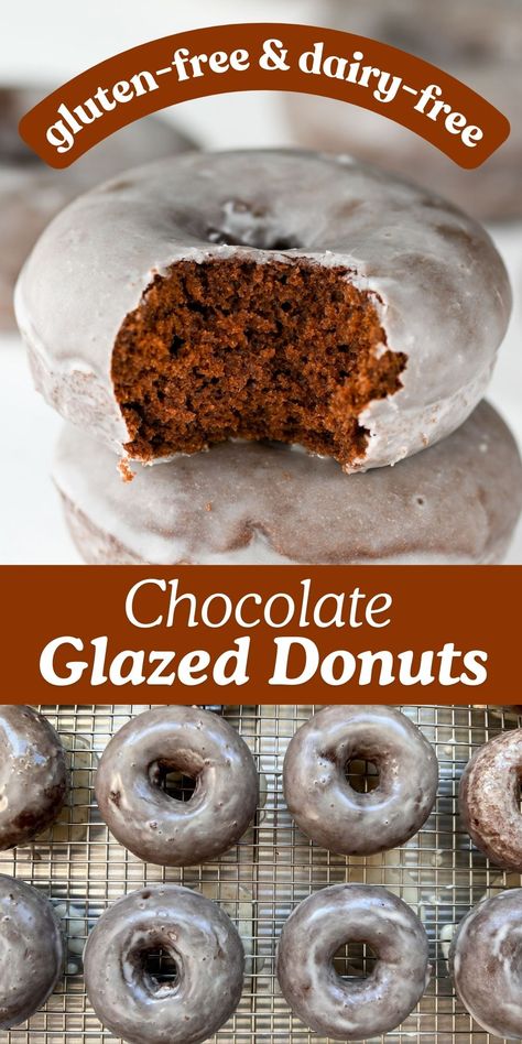 You're in for a treat with these homemade gluten-free chocolate donuts! They’re super moist, chocolatey, and covered with a delicious vanilla glaze that will make your taste buds dance! Gluten Free Dairy Free Donuts Baked, Healthy Donut Glaze, Oat Flour Donut Recipe, Gluten Free Donut Recipe Baked, Dairy Free Donut Recipe, Gluten Free Donut Recipes, Gluten Free Donuts Baked, Dairy Free Christmas Cookies, Gluten Free Donut