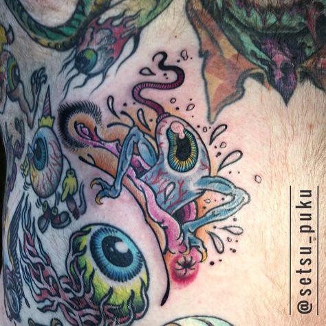 Shunga inspired eyeball thingy. Add-on to existing collection. Follow me on Instagram: @setsu_puku Eyeballs Tattoo, Eyeball Flower Tattoo, Flying Eyeball Tattoo, Eyeball Flower, Flying Eyeball, Squid Tattoo, Eyeball Tattoo, Tattoos Ideas, Tattoos And Piercings