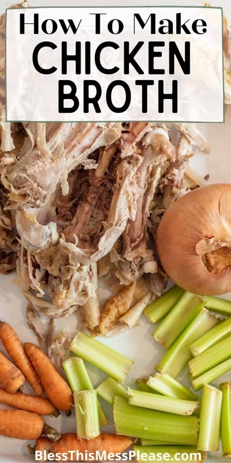 A simple guide on how to make chicken or turkey broth from leftover roasted chicken in the instant pot, slow cooker, or the stove top to make nourishing bone broth at home. #chickenbroth #turkeybroth #bonebroth #recipe Making Chicken Broth From Bones, Chicken Stock Recipe From Bones, Leftover Roasted Chicken, Bone Broth Instant Pot, Chicken Bone Broth Recipe, Chicken In The Instant Pot, Homemade Chicken Broth, Make Chicken Broth, Making Bone Broth