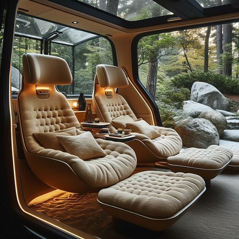 4 seats reclined in a warm and cosy car interior, light minimalistic, soft lighting, relaxing, comforting --v 6  --stylize 750 Cozy Car Interior, Light Car Interior, Cozy Car, Fantasy Homes, Home Design Decor, Design Decor, Car Lights, Van Life, Soft Lighting