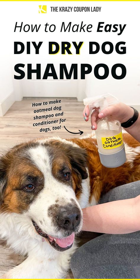 Searching for DIY dog shampoo, oatmeal dog shampoo recipe, or how to make homemade dog shampoo? Have you tried DIY dry dog shampoo? It's a game-changer for you and your fur-babies! Making your own lets you control the ingredients, and it can also prevent irritation since many soaps can cause dry skin and have a lot of preservatives. The Krazy Coupon Lady has the DIY recipe for dogs and other money-saving pet hacks you need to know! Diy Dry Dog Shampoo Homemade, Homemade Dog Shampoo With Coconut Oil, Dry Dog Shampoo Diy, No Rinse Dog Shampoo Diy, Diy Dog Grooming Products, Diy Waterless Dog Shampoo, Diy Dog Dry Shampoo, For Dogs Diy, Diy Dry Shampoo For Dogs