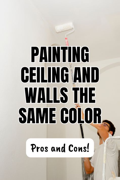 Choosing colors for your home can be a challenge, especially if you’re painting the whole space just one color. If you want to keep things really simple, you can paint the walls and ceilings the same color, though this practice has some drawbacks. Painted Ceiling In Kitchen, Painting Wall And Ceiling Same Color, Low Ceiling Paint Ideas, Same Color Walls And Ceiling, Ceilings And Walls Painted Same Color, Painting Walls And Ceiling Same Color, Painting Ceilings And Walls Same Color, Ceiling And Walls Same Color, Painting Ceiling Same Color As Walls