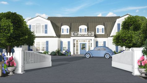 Bloxburg Coastal Exterior, Coastal House Bloxburg Exterior, Costal Bloxburg House Exterior, Bloxburg Coastal Home, Coastal Bloxburg House, Bloxburg Coastal House, Coastal Family Home, Coastal Bloxburg, Coastal House Exterior