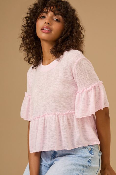 Ashlee Ruffle Top in Light Pink | Altar'd State Altard State Aesthetic, Summer Wishlist, Altered State, Lululemon Define, Lululemon Define Jacket, Define Jacket, Altard State, Floral Tank Top, Comfortable Tops