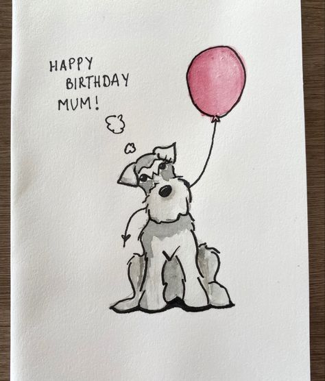 Schnauzer Doodle Drawing, Watercolor Schnauzer, Schnauzer Birthday, Schnauzer Drawing, Old Lady Cartoon, Funny Military, Dog Lovers Birthday, Schnauzer Art, Poor Dog