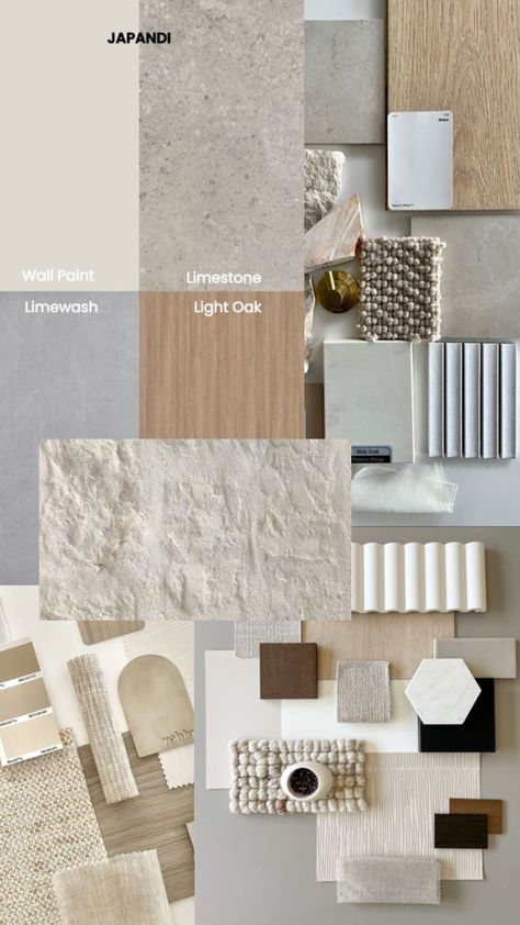 Japandi vibes Japandi Interiors Moodboard, Scandinavian Interior Living Room, Color Palette Interior Design, Materials Board Interior Design, Japandi Interiors, Japandi Home, Japandi Living, Japandi Interior, Home Themes