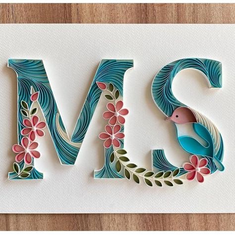 Ms Letter Images, Name Design Art Ideas Letters, Alphabet Quilling, Teknik Quilling, Quilling Alphabet, Name Design Art, Detoxifying Food, Diy Quilling Crafts, Wallpaper Letter