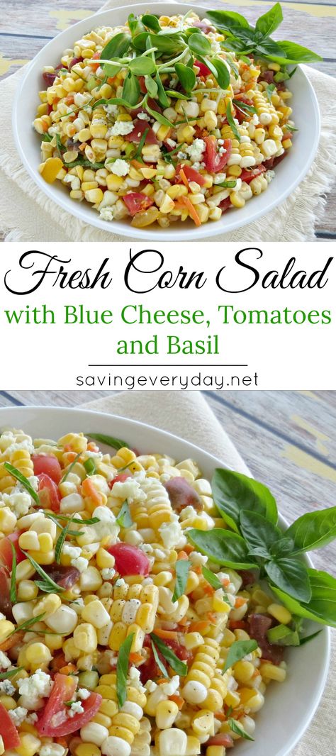 Raw Corn Salad, Healthy Corn, Blue Cheese Recipes, Corn Salad Recipe, Fresh Corn Salad, Tailgate Parties, Blue Cheese Salad, Corn Salad Recipes, Interesting Recipes