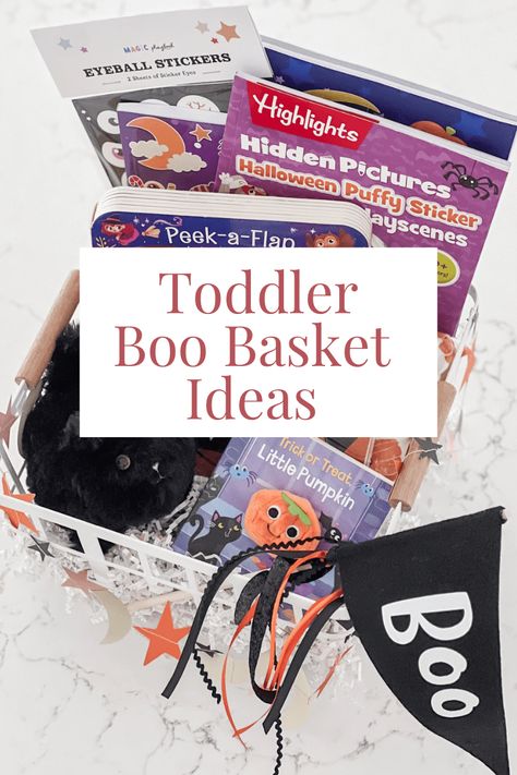 Boo Basket For One Year Old, Boo Baskets For Toddlers, Boo Basket For Toddler Girl, Toddler Spooky Basket, Toddler Boo Basket Ideas, Kids Boo Basket, Toddler Boo Basket, Halloween Baskets For Kids, Boo Baskets For Kids