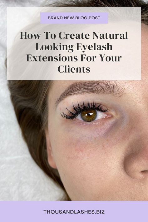 HOW TO CREATE NATURAL LOOKING EYELASH EXTENSIONS FOR YOUR CLIENTS Other lash artists may be surprised to know that not every client wants a dramatic and glamourous lash look like volume lashes. That is why we must know exactly what to do to create and achieve a natural looking lash look if a client ask for it. In this blog, I will give you the basics that you need to know if your client wants a natural look and how you can achieve it. Natural Looking Eyelash Extensions, Lash Extensions Styles, Lash Salon, Artist Tips, Types Of Curls, Volume Lashes, Lash Artist, Natural Look, News Blog