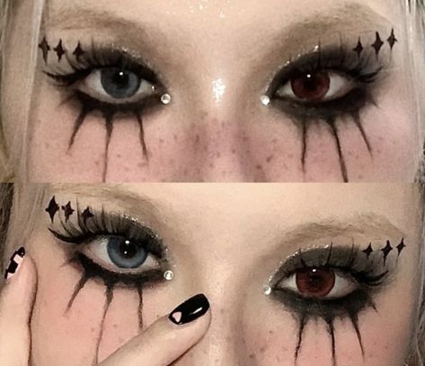 Monolid Goth Makeup, Chinese Goth Makeup, Xiaohongshu Makeup Dark, Emo Douyin Makeup, Douyin Goth Makeup, Ouji Makeup, Goth Douyin Makeup, Eye Makeup Emo, Dark Douyin Makeup