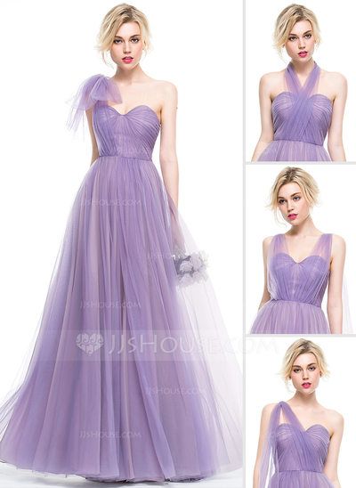 [£120.00] A-Line/Princess Sweetheart Floor-Length Tulle Bridesmaid Dress With Ruffle Tulle Evening Dress Princesses, Purple Black Wedding, Ocassion Dress, Tulle Bridesmaid, Maid Of Honour Dresses, Purple Bridesmaid Dresses, Tulle Bridesmaid Dress, Bridesmaid Dress Styles, Dream Wedding Ideas Dresses