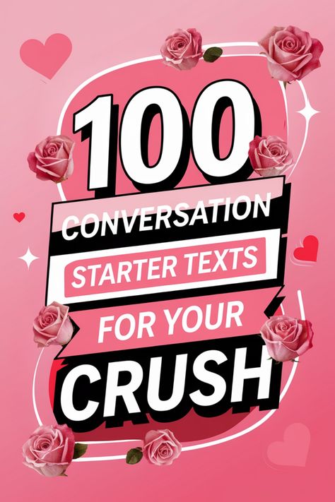 Discover 100 conversation starter texts for your crush that are sure to spark engaging dialogue and make them smile. Whether you're looking to break the ice or deepen your connection, this curated list of thoughtful messages will help you start meaningful conversations effortlessly. From lighthearted jokes to deep questions, these texts will keep things interesting and show your crush how much you enjoy talking to them. Say goodbye to awkward silences and hello to endless possibilities with thes I Enjoy Talking To You, Things To Talk About Over Text, How To Text Your Crush Messages, Funny Compliments Humor, Texts For Your Crush, Questions For Crush, Conversation Starters Texting Crush, Things To Talk About With Your Crush, What To Text Your Crush