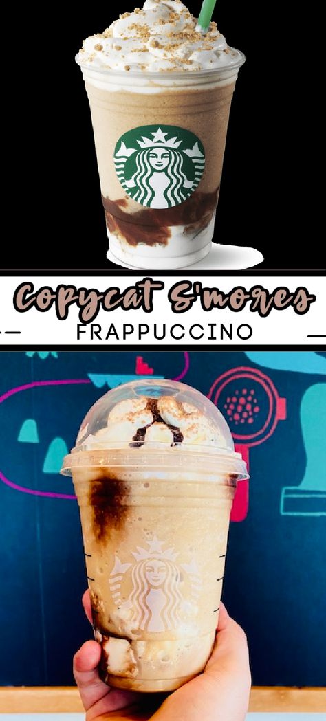 How To Order The Starbucks Copycat S'mores Frappuccino Smore Frappe Recipe, Smores Frappuccino Starbucks Recipe, Smores Frappuccino Starbucks, Frappuccino Starbucks, Smores Frappe, Starbucks Frappe Recipe, Copycat Starbucks Mocha Frappuccino, S’mores Frappuccino Recipe, S’mores Frappuccino Starbucks