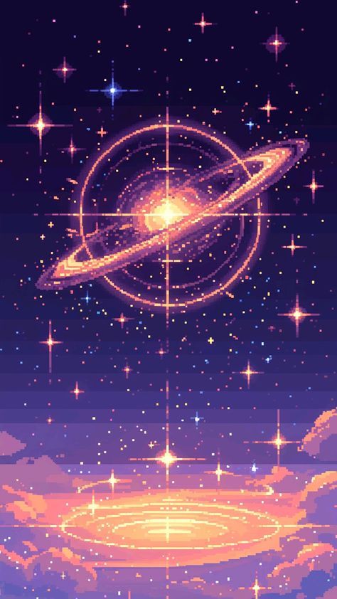 Pixel Space Art, Pixel Space Wallpaper, Aesthetic Space Pictures, Space Wallpapers Iphone, Star Pixel Art, Space Pixel Art, Pixel Space, Pixel Art Styles, Planet Background