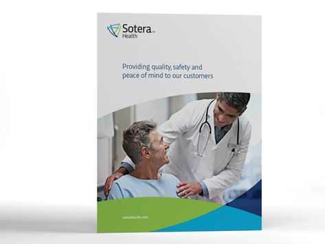 Sotera Health - Monigle Portfolio Website Inspiration, Vertical Integration, Medical Brochure, Brochure Design Layout, Trifold Brochure Design, Page Layout Design, Brand Architecture, Leaflet Design, Folder Design