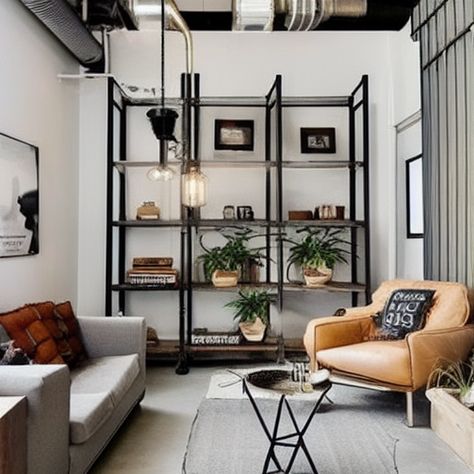 Neo Industrial Interior Design, Minimalist Living Room Furniture, Neo Industrial, Industrial Decor Living Room, Industrial Living Room, Urban Living Room, Home Decor Ideas Bedroom, Living Room Industrial, Decor Ideas Bedroom