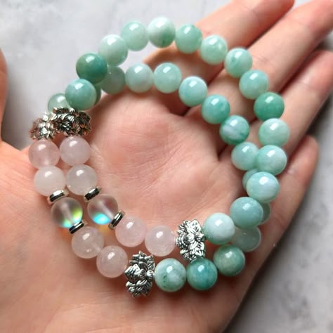 Stones: Amazonite, Rose Quartz, Opal 8mm Beads 20% Off Bundles!! Agate Beaded Bracelets, Amazonite Bracelet Ideas, Gemstone Bead Bracelet Ideas, Festival Beaded Bracelets, Gemstone Bracelet Ideas, Stone Bracelet Ideas, Gemstone Bracelets Ideas, Gem Stone Bracelet, Stone Bead Bracelets