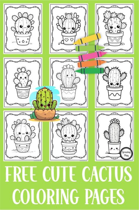 Cute Cactus Coloring Pages - FREE PDF - Growing Play Mini Coloring Pages Free Printable, Cactus Activities, Cactus Patterns Printable, Cactus Coloring Page, Plant Coloring Pages Free Printable, Easy Chibi Drawings, Cactus Coloring Page Free Printable, Coloring Pages Succulents, Cactus Facts