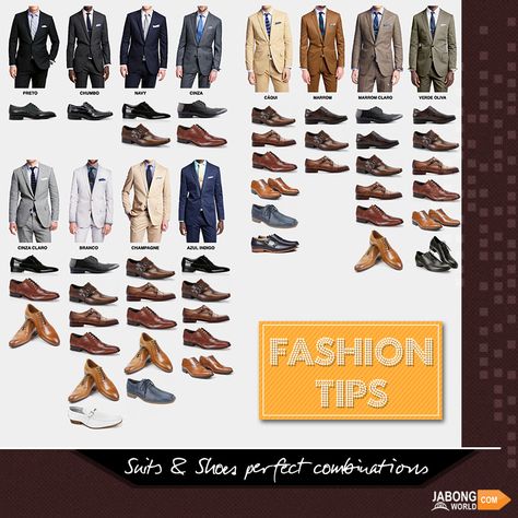 Your #shoes speak louder than words. For choosing the right ones you must know the right ones. #FashionTip #Suit #SuitsAndShoes #Combination Share with every person you know who doesn't know what to wear! Suit And Shoes Combination, Suit Shoes Combination, Mens Suit Colors, Reception Suits, Men Suit Fashion, Men Suit Shoes, Fashion Knowledge, Suit Colors, Mens Wedding Attire