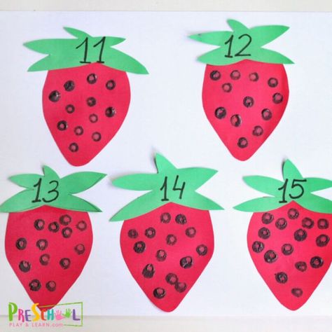 Strawberry Preschool Counting Activity Fruits Kindergarten Activities, Strawberry Activities, Counting Craft, Math Activities For Preschoolers, Counting Activities For Preschoolers, Summer Math Activities, Math Counting Activities, Counting Activities Preschool, Preschool Boards