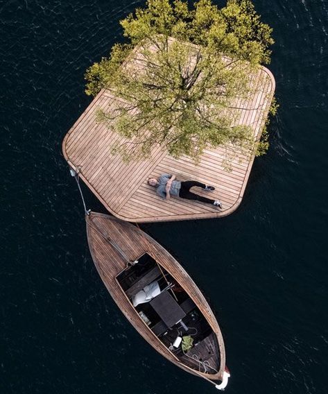 Mailbox Landscaping Ideas, Wooden Island, Mailbox Landscaping, Floating Architecture, Artificial Island, Floating Platform, Floating Garden, Floating Island, Olafur Eliasson