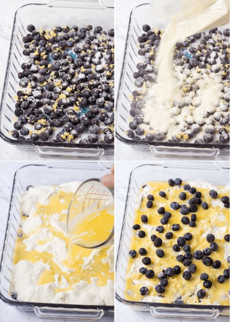 Use fresh or frozen blueberries and a box of lemon cake mix to make lemon blueberry dump cake! It tastes just like a homemade cobbler. No mixing or additional bowls needed for this dump cake with blueberries. #dumpcake #blueberrydumpcake Lemon Blueberry Dump Cake, Homemade Cobbler, Lemon Dump Cake Recipe, Blueberry Dump Cake, Blueberry Dump Cake Recipes, Cake With Blueberries, Gluten Free Lemon Cake, Lemon Cake Mix Recipe, Blueberry Cake Mix