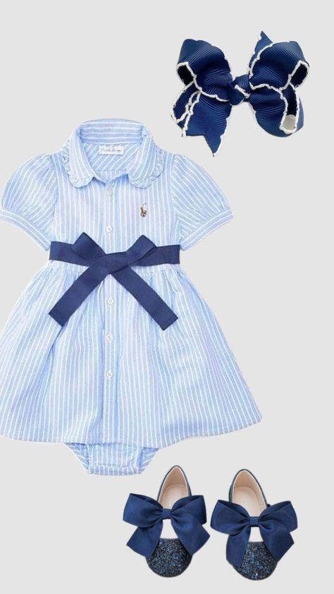 Stylish Baby Clothes, Twin Baby Girls, Ralph Lauren Baby Girl, Baby Bloomers, Luxury Baby, Cotton Shirt Dress, Baby Outfits