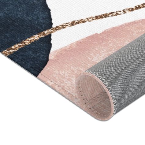 ❤️ Dress up your home, office, apartment floors with our beautifully printed abstract art, blush pink, navy and gold boho chic area rugs. ❤️ Available in 3 sizes, this durable area rug features hemmed edges and a coated backing. .: 100% Polyester Chenille .: Hemmed edges .: Underside of the rug is grey in color ✔ All of our products are printed and shipped in the USA. ✔ Processing Time: 3-5 Business days (before shipping), during busy holiday seasons, production may take slightly longer. ✔ Shipp Navy Blue And Pink Area Rug, Pink Navy Gold Office, Navy And Rose Gold Bedroom, Pink And Navy Office, Navy Office Decor, Pink And Navy Bedroom, Navy And Gold Office, Boho Chic Apartment, Blush Pink Office