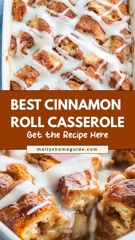 Indulge in the ultimate comfort food with this delicious cinnamon roll casserole. Layers of gooey cinnamon rolls baked to perfection, topped with a sweet glaze that melts in your mouth. The perfect dish for brunch with friends or a cozy weekend morning at home. Easy to make and sure to impress, this cinnamon roll casserole is a crowd-pleaser that will have everyone coming back for more. Enjoy the warm, comforting flavors of cinnamon and sugar in every decadent bite. Recipes With Grands Cinnamon Rolls, Cinnamon Roll Casserole Homemade, Easy Christmas Morning Breakfast Sweet, Cinnabon Cinnamon Roll Casserole, Things To Make With Cinnamon Rolls, Homemade Cinnamon Roll Casserole, Leftover Cinnamon Rolls What To Do With, Cinnamon Rolls Casserole Easy, Make Ahead Cinnamon Roll Casserole