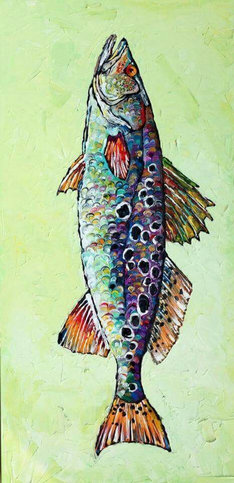 Speckled Trout Painting, Abstract Trout Painting, Speckled Trout Art, Acrylic Fish Painting, Abstract Fish Painting, Fresh Water Fishing, Trout Painting, Fish Photos, Fish Paintings