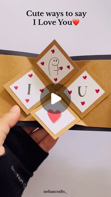 Neha’s Crafts on Instagram: "Cute ways to say I Love You❤️
.
.
.
.
.
.
.
.
.
.
.
.
.
#craft #craftideas #crafttime #diy #diycrafts #diyideas #diygifts #gift #card #love #art #artist #artistic #artistsoninstagram #reels #reelsinstagram" I Love You Diy Cards, I Love You Paper Crafts, Diy Gifts For Girlfriend, Boyfriend Crafts, Cute Couple Gifts, Diy Ikea, Cute Birthday Cards, Paper Crafts Origami, Bar Area