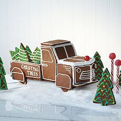 Gingerbread project: Vintage Gingerbread Truck and Trees - Canadian Living Gingerbread Truck, Vintage Gingerbread, Gingerbread Theme, Gingerbread House Parties, Gingerbread House Designs, All Things Gingerbread, Christmas Tree Lots, Gingerbread Party, Gingerbread House Cookies