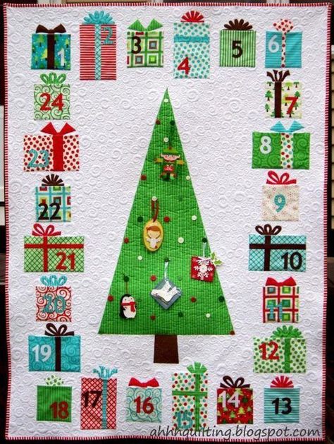 Make a fun quilted advent calendar for this Christmas! #advent #adventcalendar #quilt #adventcalendarquilt #quilting #christmas #christmasadventcalendar #craftgossip Advent Calendar Quilt, Calendar Quilts, Christmas Tree Quilt, Christmas Quilt Patterns, Hanging Quilts, Advent Calenders, Holiday Quilts, Tree Quilt, Winter Quilts