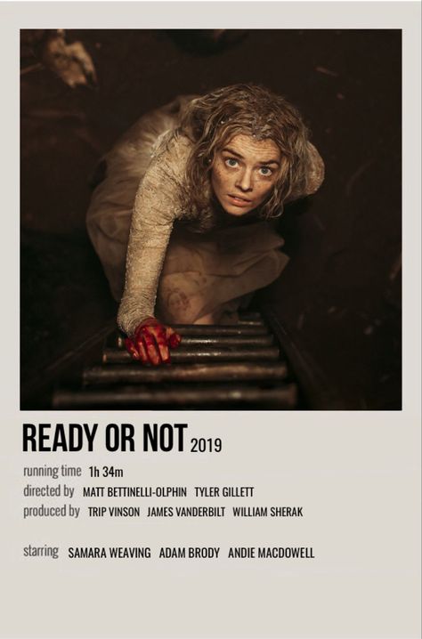 Ready Or Not Poster Movie, The Loved Ones Movie Horror, Level 16 Movie Poster, Aesthetic Horror Movie Posters, Horror Movie Lover Aesthetic, Traumatizing Movies, Ready Or Not Movie Aesthetic, Ready Or Not Movie Poster, Ready Or Not Poster