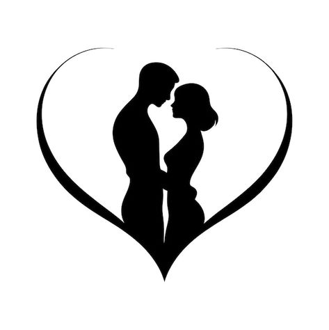 Couple Logo, Man And Woman Silhouette, Couple Vector, Romantic Love Couple, Crown Tattoo Design, Silhouette Tattoos, Couple Silhouette, Laser Engraved Ideas, Wedding Silhouette