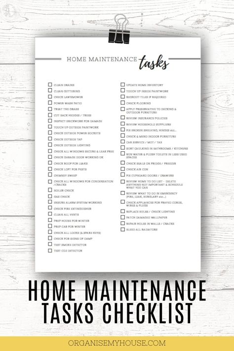 CATEGORY – FREE PRINTABLE Self Care Worksheets, Home Maintenance Checklist, Maintenance Checklist, Home Management Binder, Life Management, To Do Lists, Printable Planner Pages, Patio Flooring, Printable Checklist