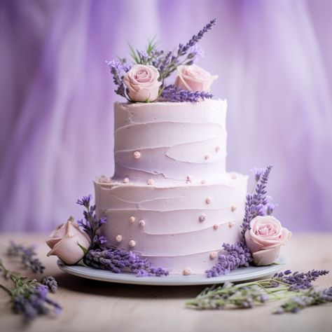 Wedding Cake Lavender, Cake Lavender, Lavender Wedding Cake, Lavender Cake, Lavender Wedding, Fancy Cakes, Wedding Cake, Wedding Cakes, Lavender