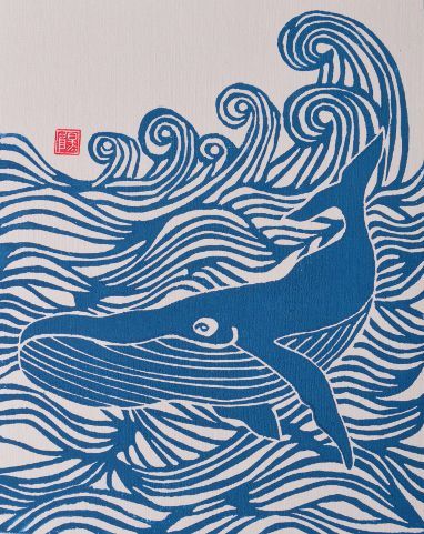 Making Waves Japan Makeup, Happy Whale, Lino Cuts, Lino Printing, Linocut Printmaking, Lino Art, Lino Prints, Whale Art, Lino Cut