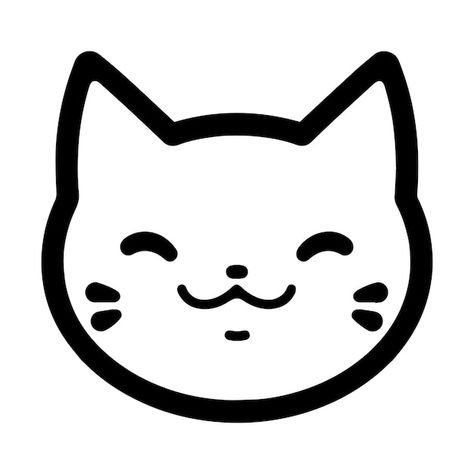 Vector hand drawn cute cat in doodle sty... | Premium Vector #Freepik #vector #meow #cute-illustration #cat-doodle #cat-head Simple Cat Cartoon, Black And White Cat Drawing, Cat Head Drawing, Cat Face Cute Drawing, Cat Head Illustration, Cat Icon Doodle, Cat Vector Art, Cat Face Illustration, Cat Face Doodle