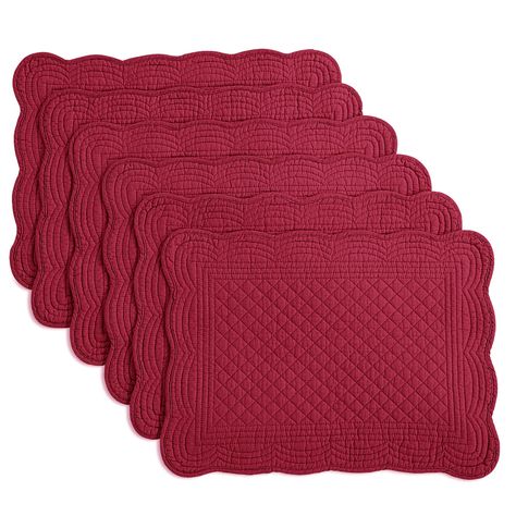 PRICES MAY VARY. 【Fine Workmanship】Made of 100% COTTON. Finished with a scalloped edge ,build a classic foundation for your table setting with the timeless style of our placemat collection. Designed for everyday dining or special occasions. 【Set of 6】Consist of 6 pieces place mat , suitable for family use and friend gatherings 【Size】Rectangular place mats-13"Wx18"L 【Round and rectangular place mats】: We provide round and rectangular placemats for you to choose. 【Machine washable】Machine washable Primitive Placemats, Quilted Table Mat, Quilted Placemats, Red Plates, Place Mats Quilted, Plate Mat, Table Placemats, Linen Textile, Place Mats