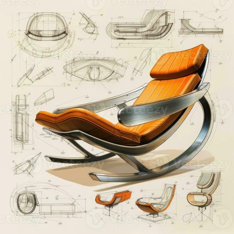 Iconic Product Design, Retro Futuristic Furniture, Industrial Design Sketch Products, Product Design Sketch Concept, Sketch Design Product, Furniture Sketching, Chairs Sketch, Product Redesign, Sketch Furniture