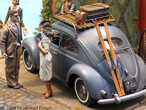 VW Beetle 1950s German Gas Station - WIP: Dioramas - Model Cars Magazine Forum Cars Magazine, German Town, Classic Road Bike, German Toys, The Beetle, Shed Kits, Model Cars Kits, Town Street, Vw Beetle