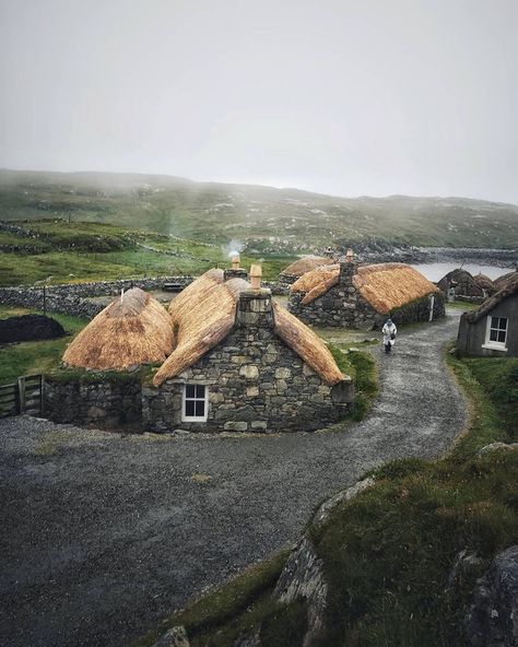 Castles of Scotland on Instagram: “The blackhouse village of Gearrannan is a quaint cluster of traditional stone crofts on the Isle of Lewis; a reminder of Hebridean heritage…” Best Of Scotland, Isle Of Lewis, Isle Of Harris, Scotland Highlands, Outer Hebrides, Visit Scotland, Thatched Roof, The Isle, Scotland Travel