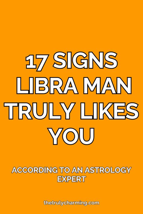 You might have a hard time determining if the charming Libra man is into you, or if he’s just dispensing his natural amount of flirtation and affection. It’s understandable that this could lead to confusion.

Pay attention, and you’re very likely to see the following signs when a Libra man truly likes you. When Libra Has A Crush, Libra Zodiac Facts Men Relationship, Libra Man Love Language, Libra Zodiac Facts Man, Libra Zodiac Facts Men, Libra Man Facts, Libra Man Aquarius Woman, Libra Men Traits, Libra Boyfriend