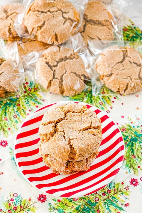 Molasses Crackle Cookies Molasses Crackle Cookie Disney, Soft Ginger Cookies, Crackle Cookies, Blackstrap Molasses, Ginger And Cinnamon, Kitchen Cookbook, Crinkle Cookies, Cookie Scoop, Baking Flour